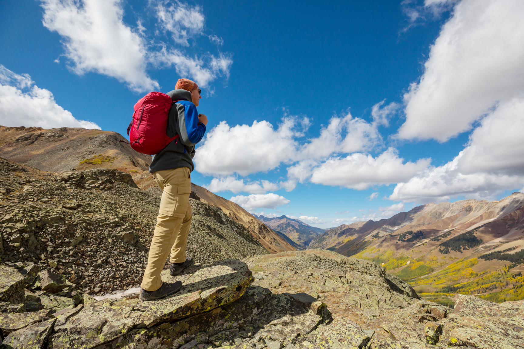 Hiker in the Mountains Looking at the View